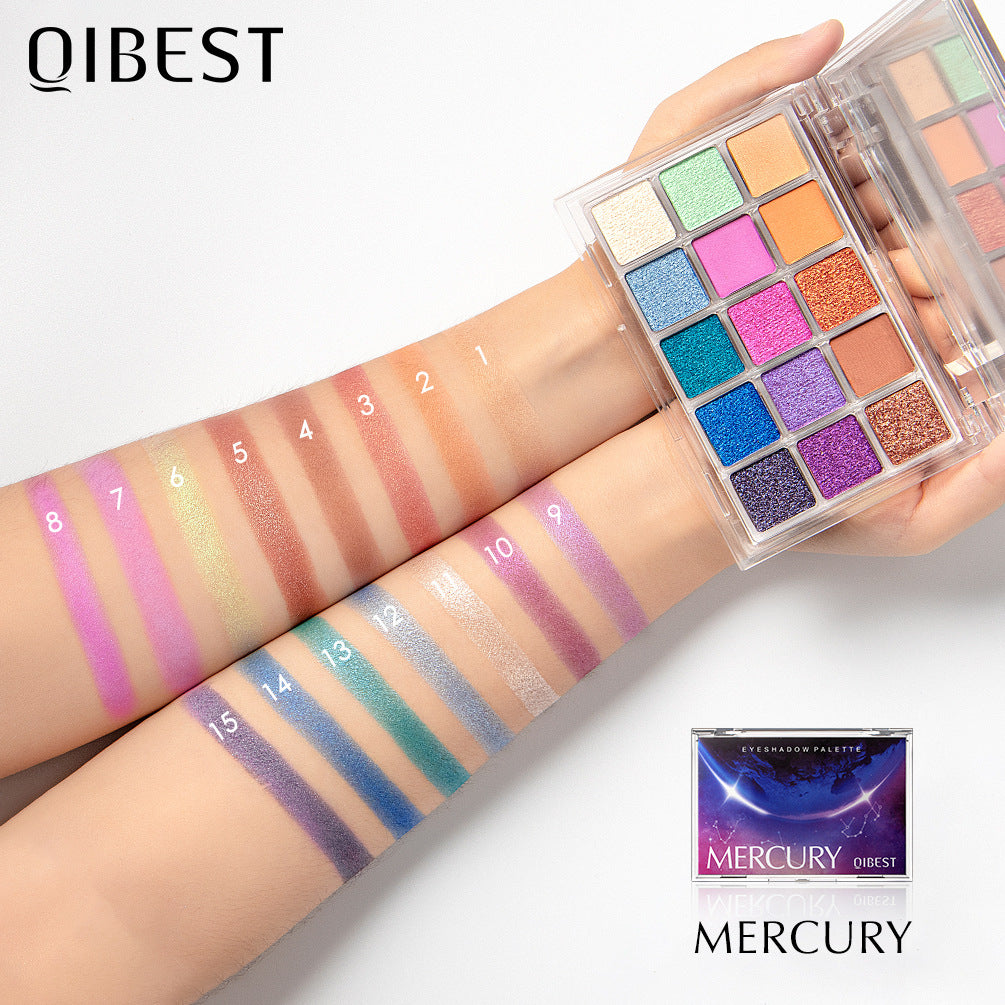 15-Color Eyeshadow Palette for Matte & Glitter Looks
