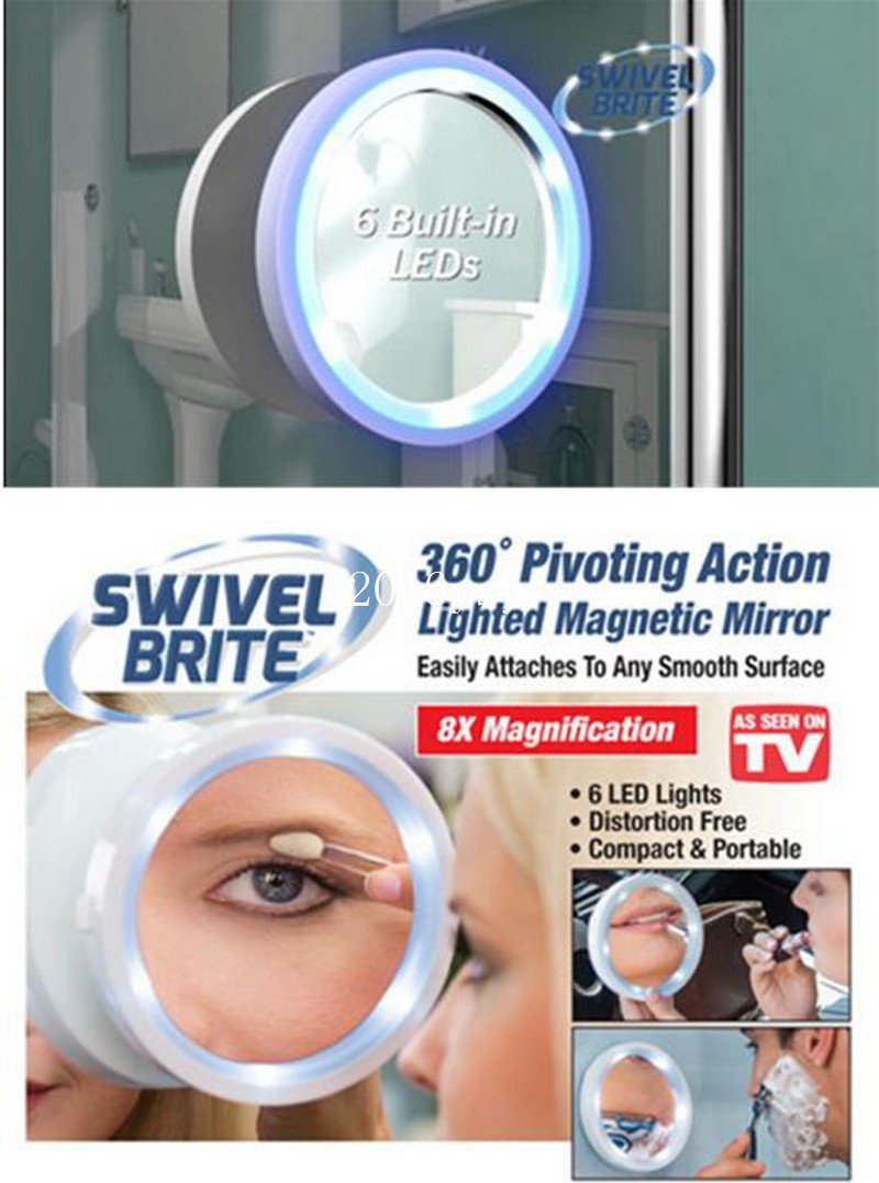 8X Magnifying Mirror — Shadow‑Free LED & 360° Swivel Base