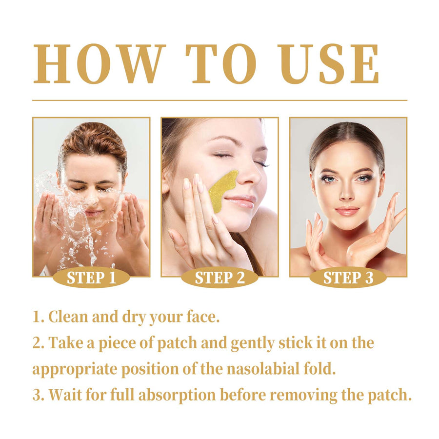 24K Gold Nasolabial Fold Patches - Firm & Smooth Mouth Lines