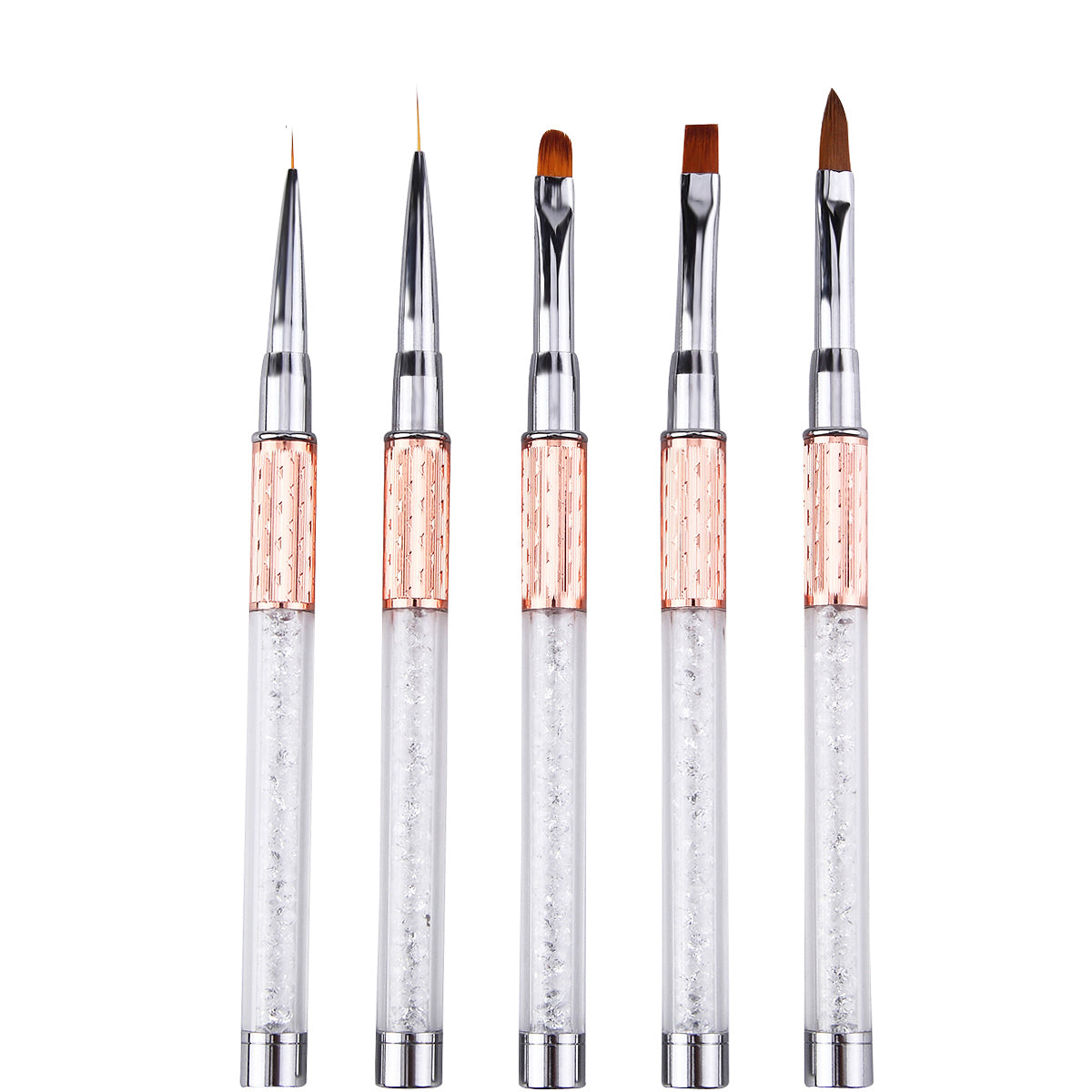 Nail Art Brushes Set — Crystal Rose Gold Precision Tools