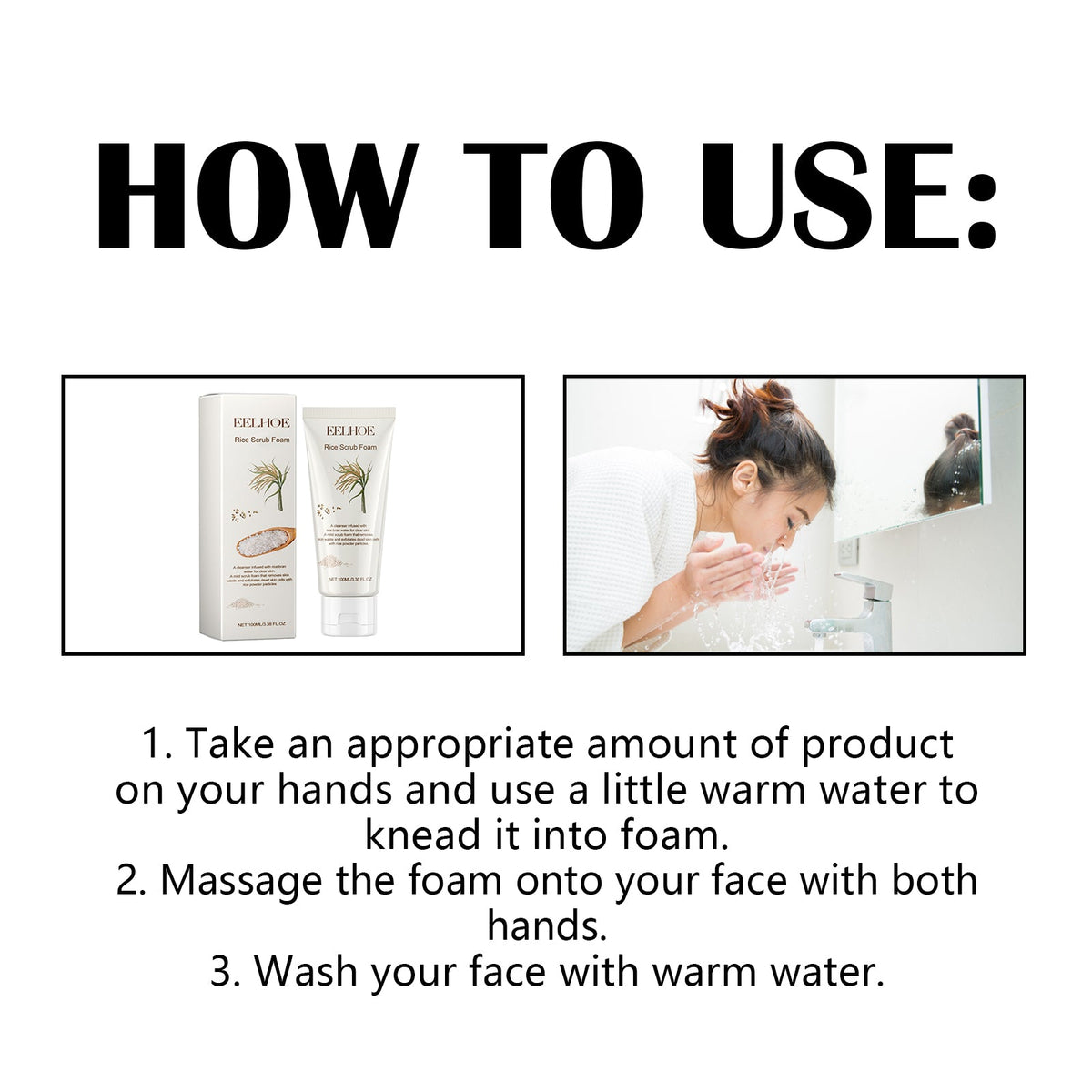 Rice Scrub Foam Cleanser - Refines Pores & Cuts Shine