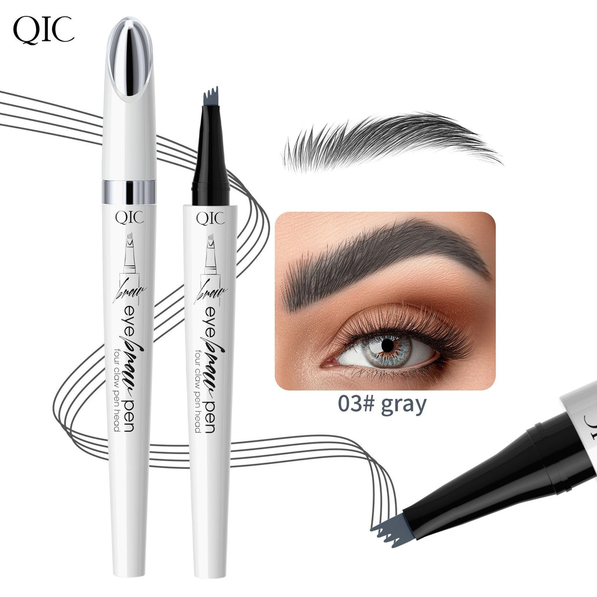 Forked Eyebrow Pencil for Natural Hair-Like Strokes
