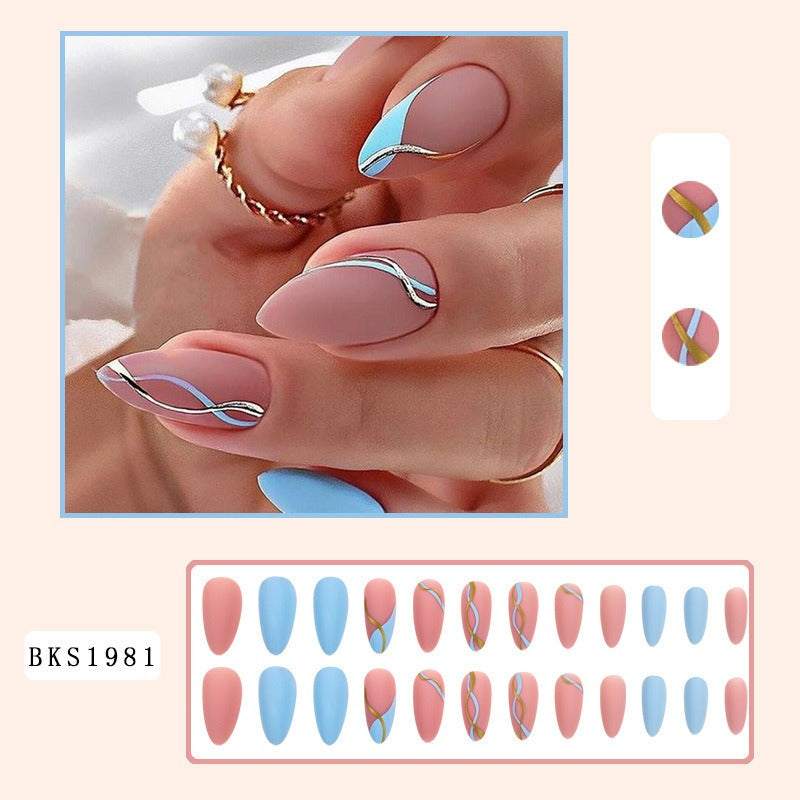 Almond Press-On Nails – Hand-Painted Salon Art in Seconds