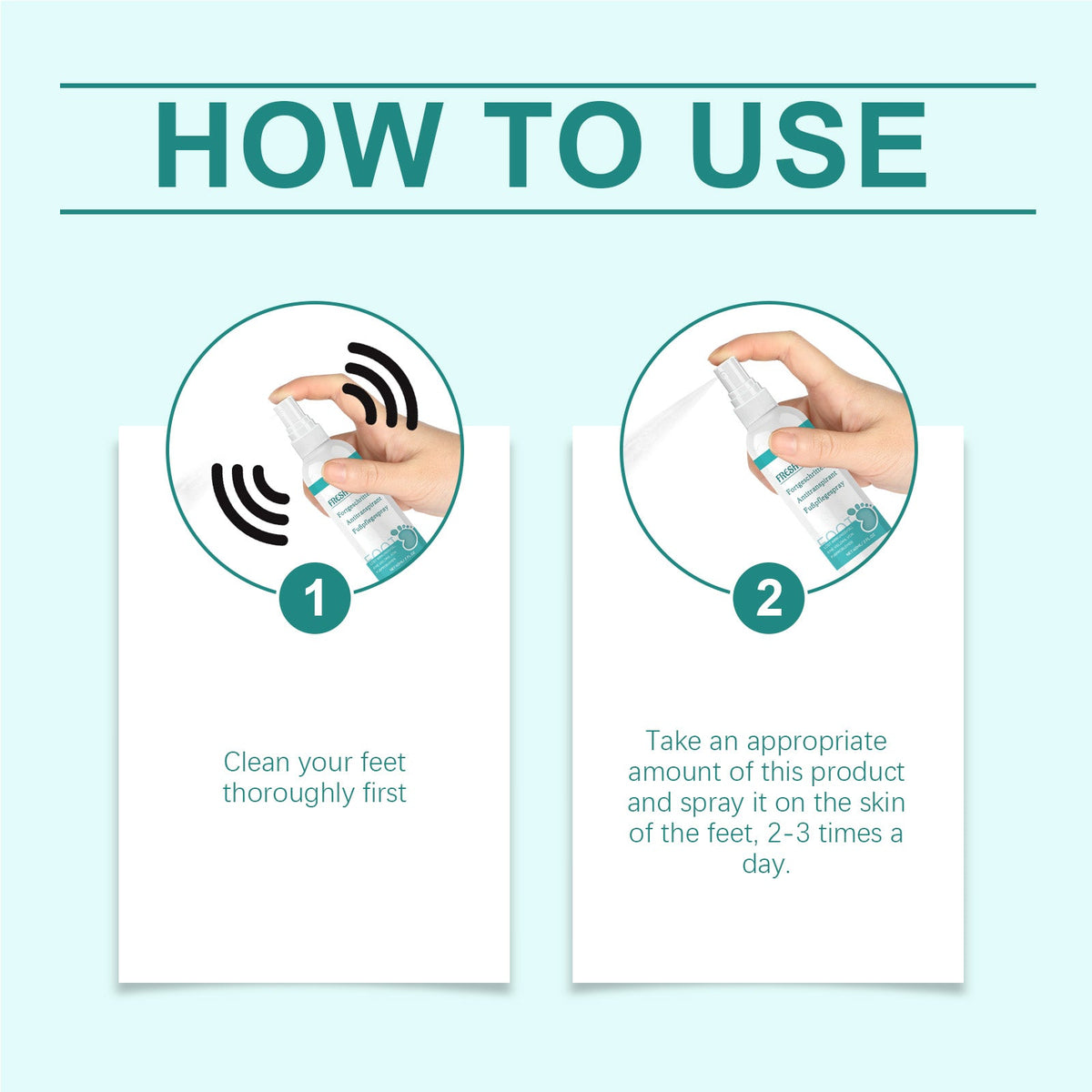 Foot Antiperspirant Spray - Fast Odor Elimination Formula