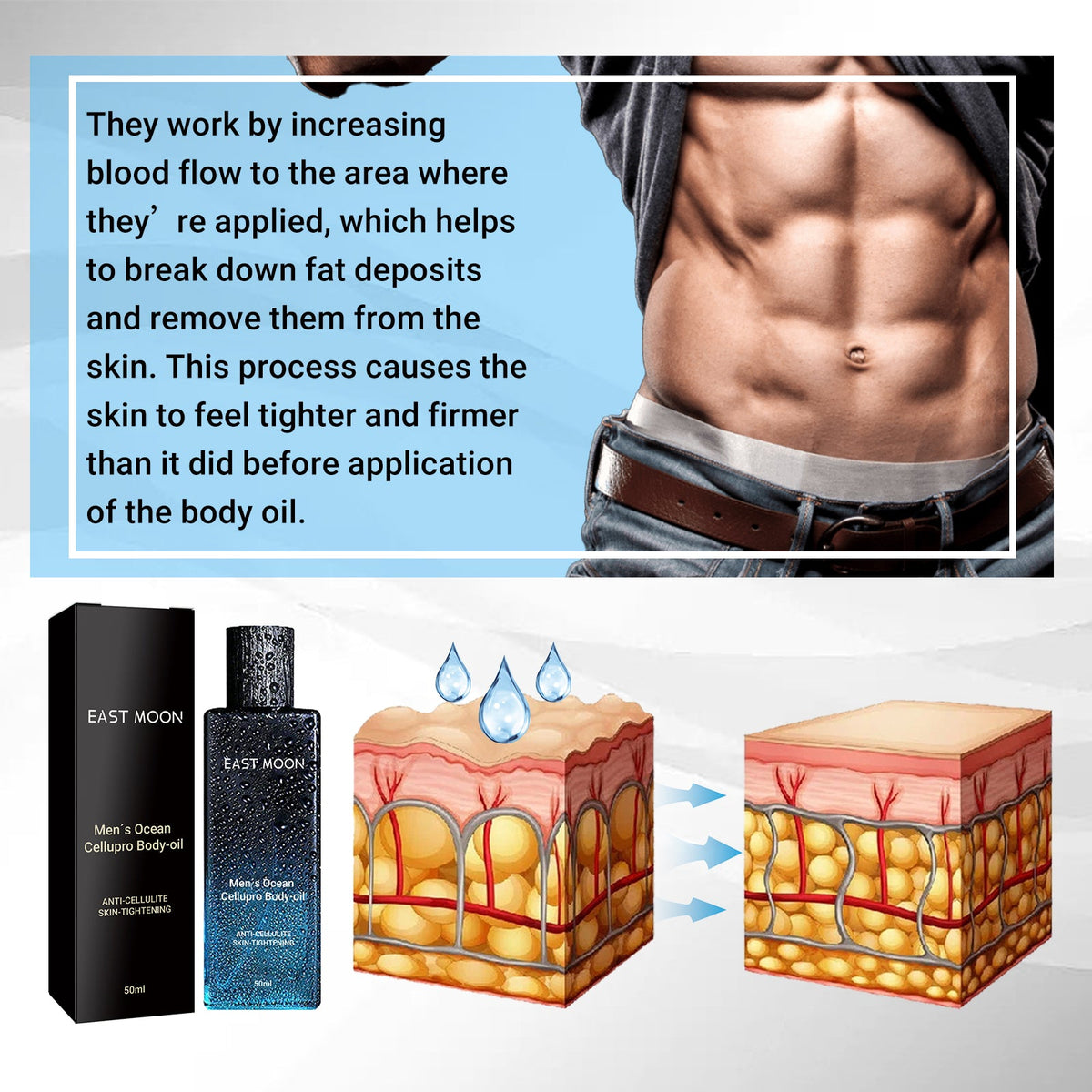 Men's Firming Body Oil for Abs and Chest Definition