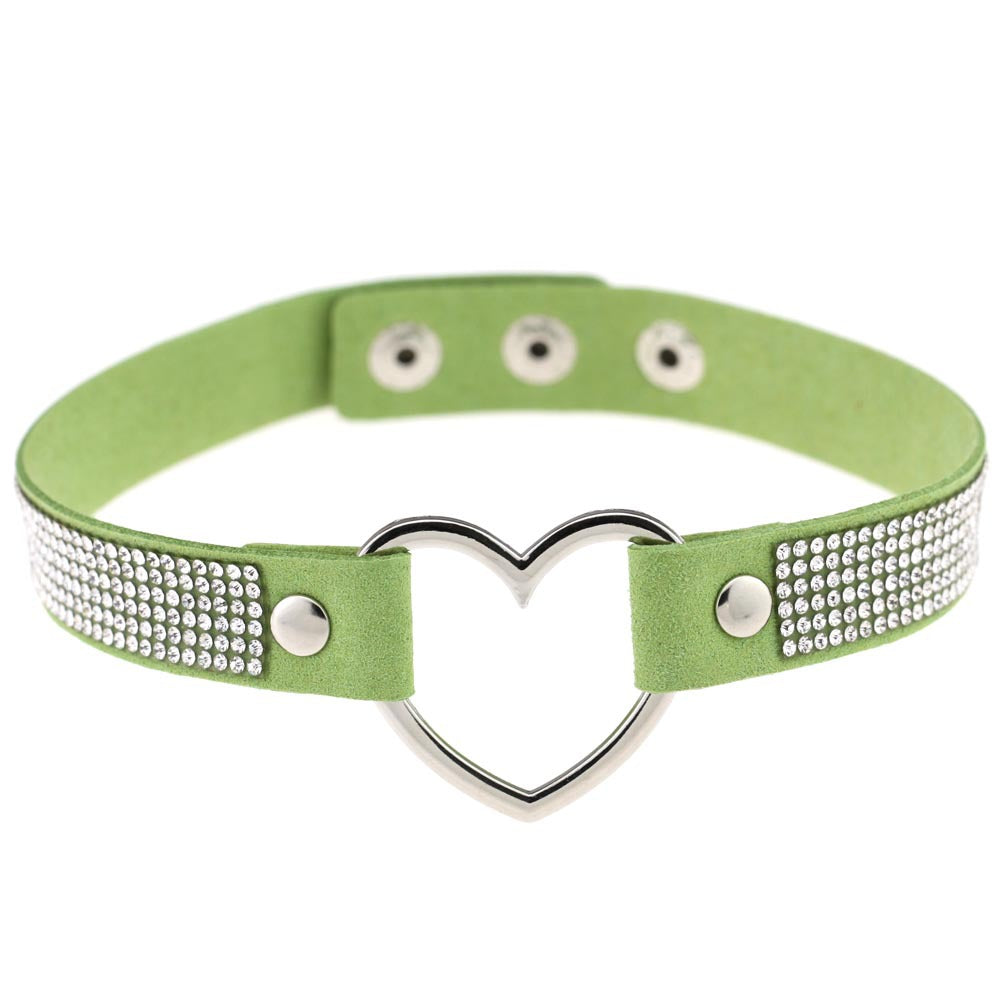 Rhinestone Heart Choker — Statement Harajuku Collar in 10
