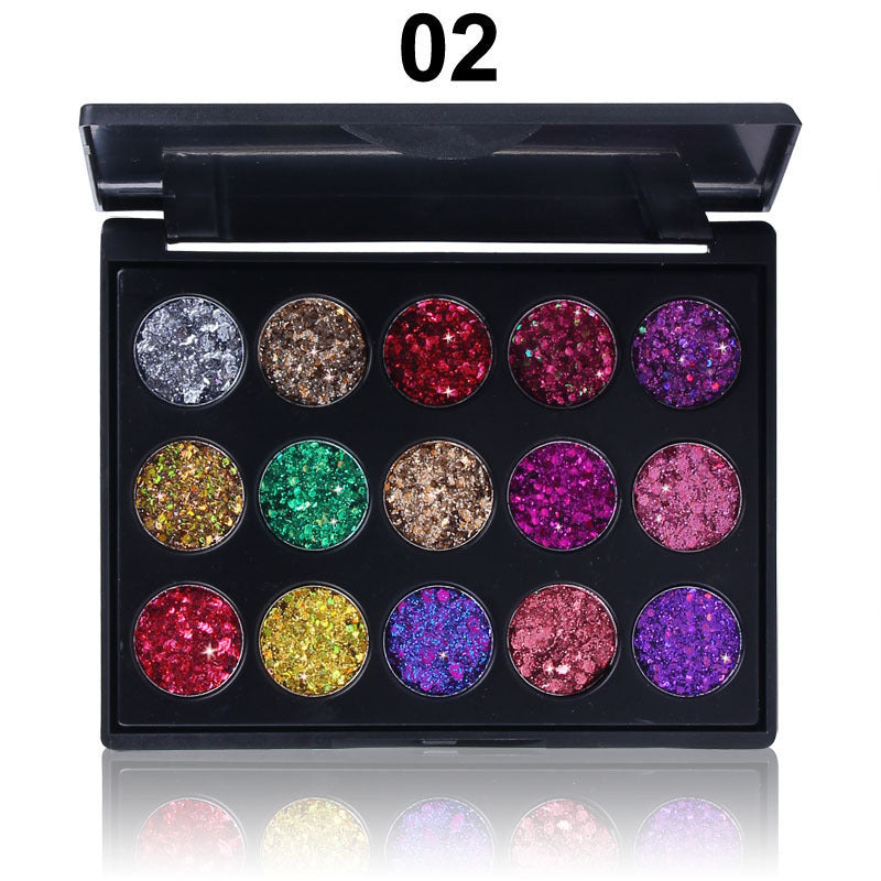 15-Color Glitter Eyeshadow Palette for Bold Eye Looks