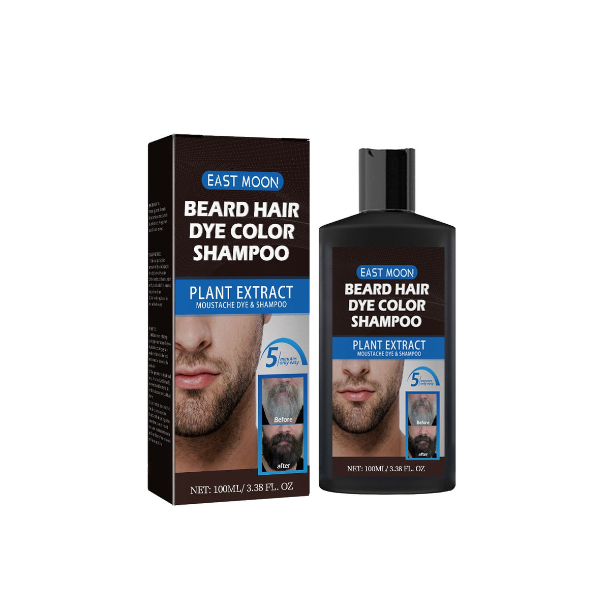 Beard Dye Shampoo — Jet Black in 5 Minutes, Plant-Based
