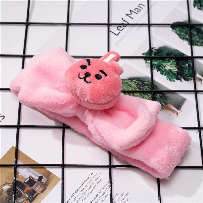 Plush Cartoon Headband – BT21‑Style Spa Hairband for K‑pop