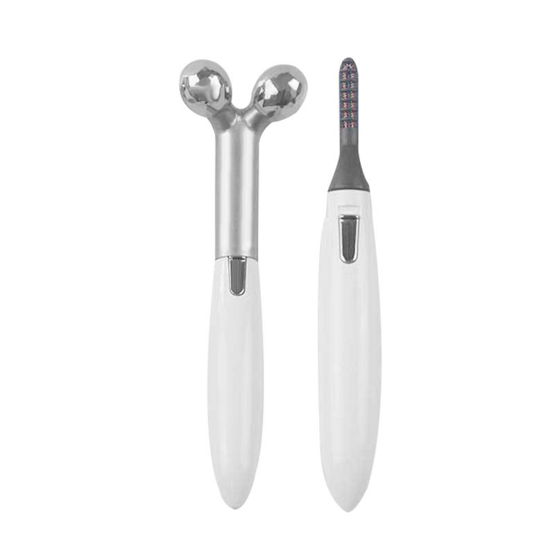 Heated Eyelash Curler & Facial Massage Roller 2-in-1