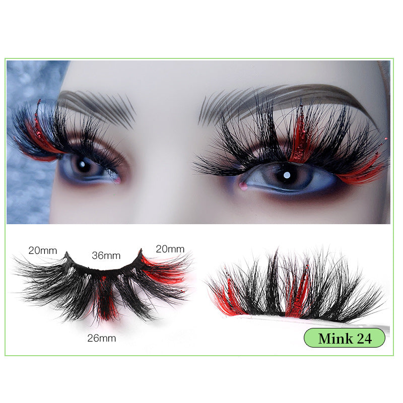 Pink Sequin Mink Lashes 25mm Dramatic Christmas Eyes