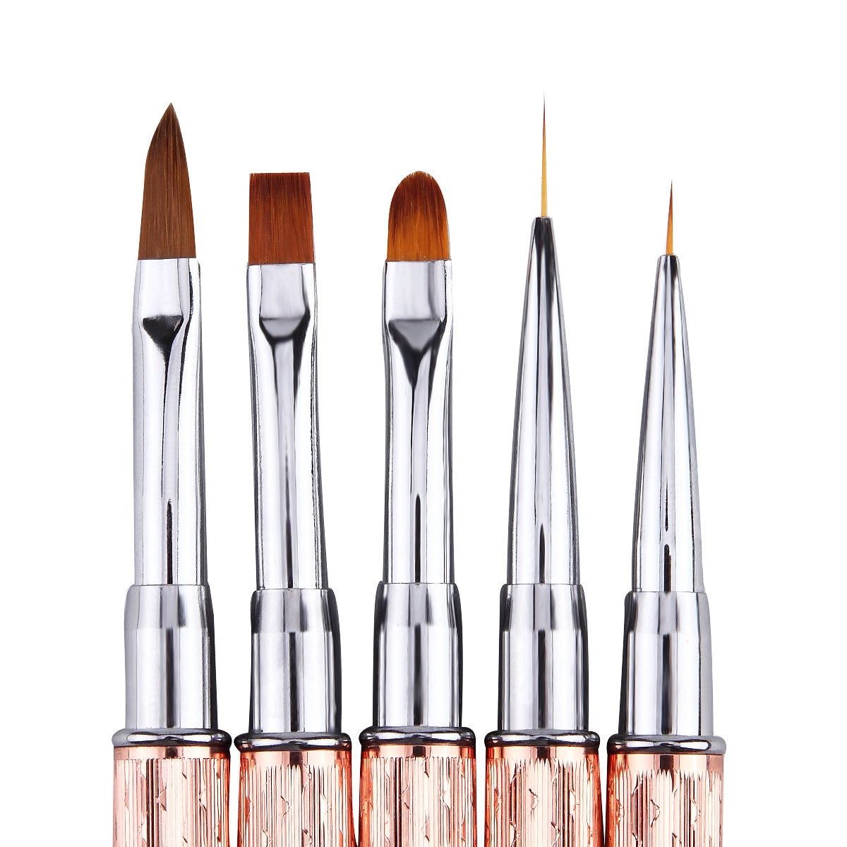 Nail Art Brushes Set — Crystal Rose Gold Precision Tools