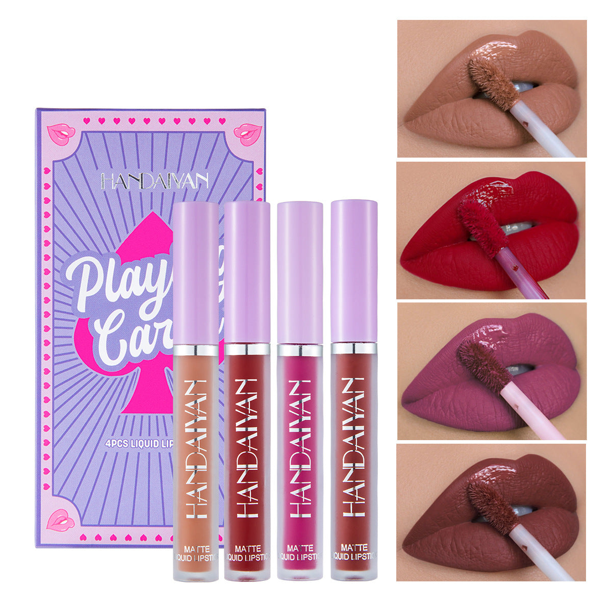 Matte Liquid Lipstick Set of 4 | Nude, Berry & Red