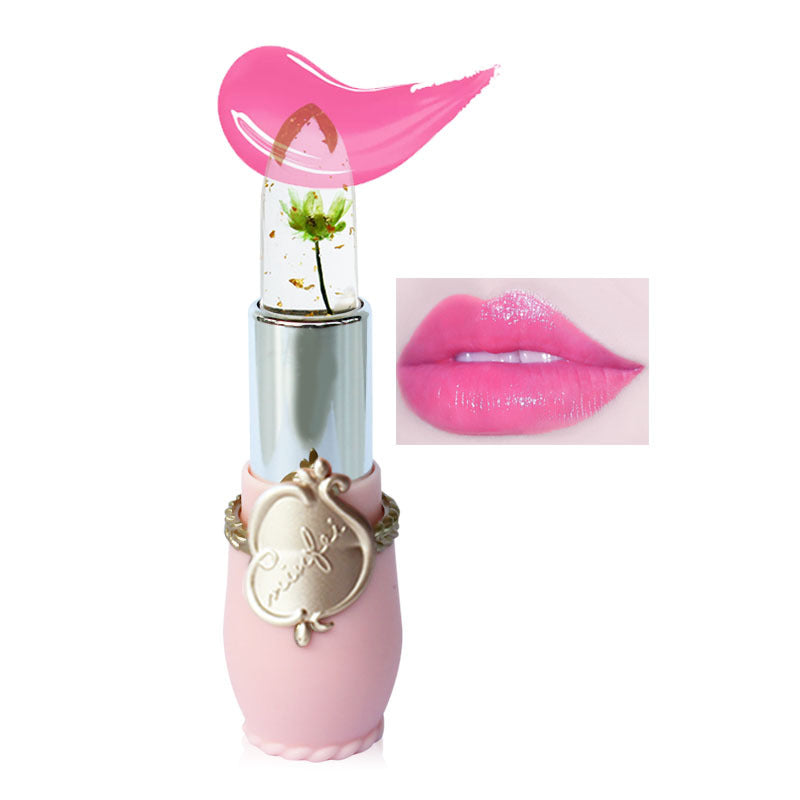 Flower Jelly Lipstick for Glossy Pink-Tinted Lips and Makeup