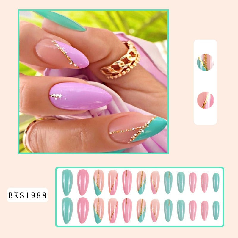 Almond Press-On Nails – Hand-Painted Salon Art in Seconds