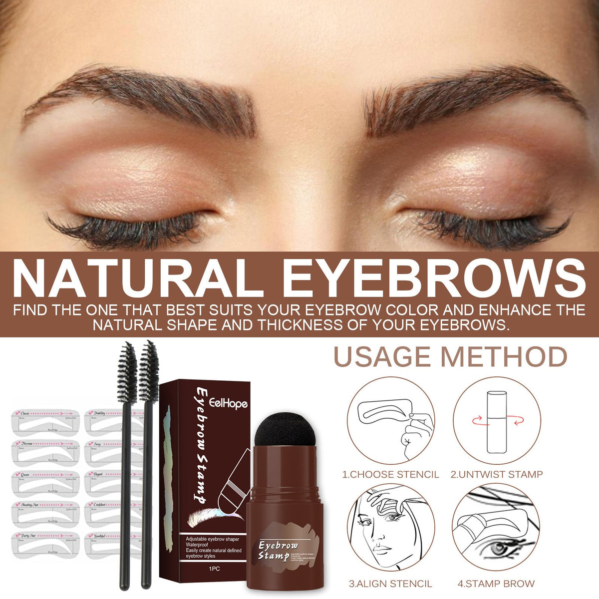 Eyebrow Stamp Kit for Fast, Natural-Looking Brow Shape