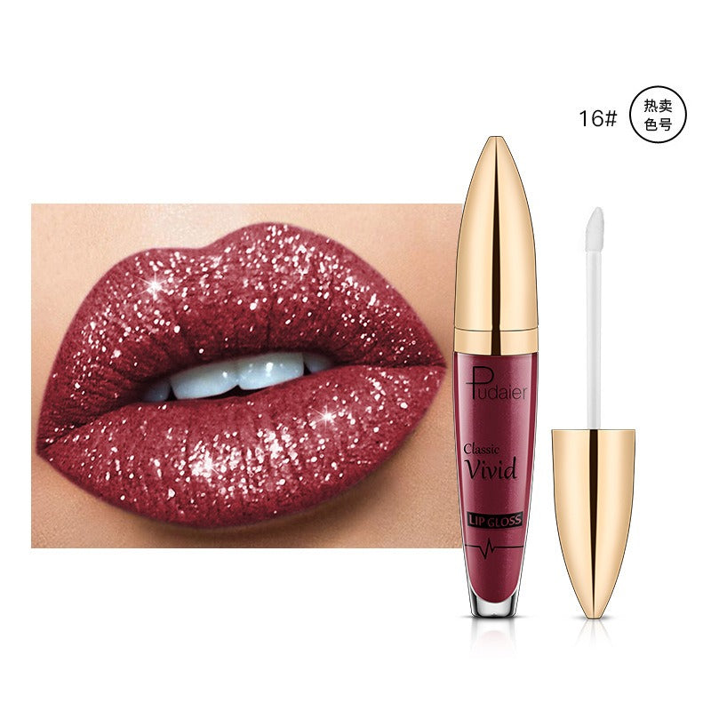 Lip Gloss — Diamond Glitter, Vivid High-Shine Color
