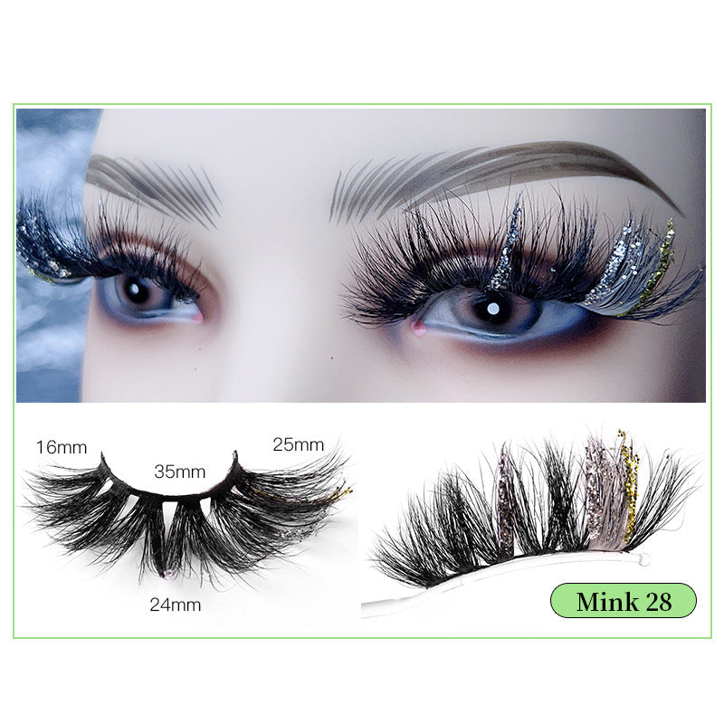 Pink Sequin Mink Lashes 25mm Dramatic Christmas Eyes