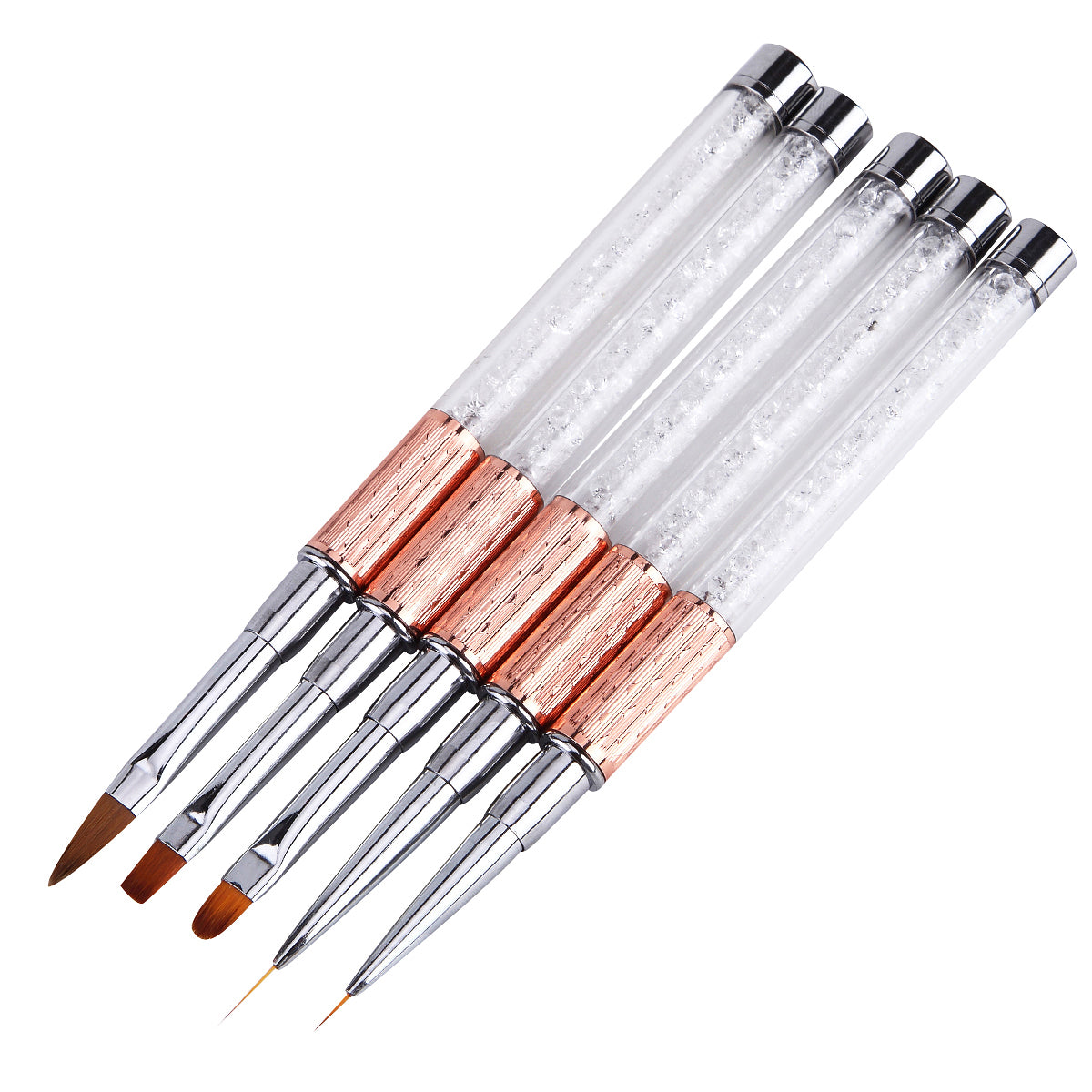 Nail Art Brushes Set — Crystal Rose Gold Precision Tools
