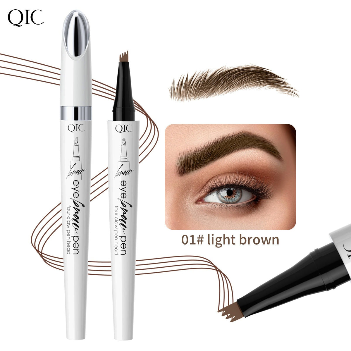 Forked Eyebrow Pencil for Natural Hair-Like Strokes