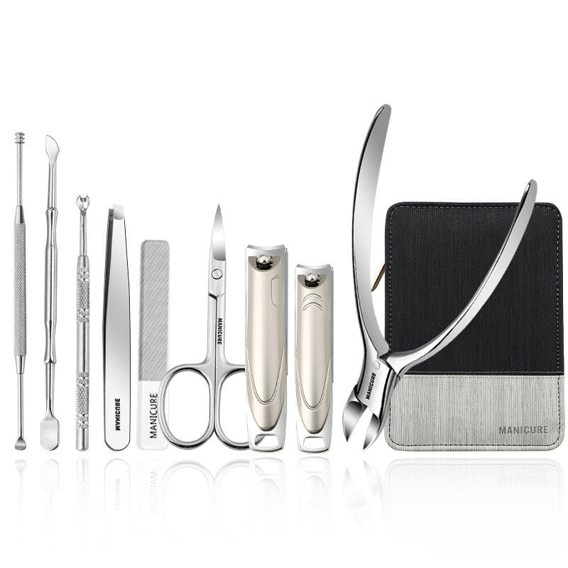 Professional Manicure Set 9-Pc: Anti-Splash Nail Clippers