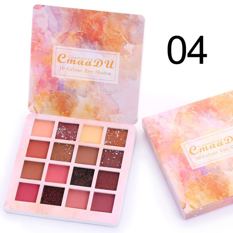 16-Shade Eyeshadow Palette for Matte & Glitter Looks