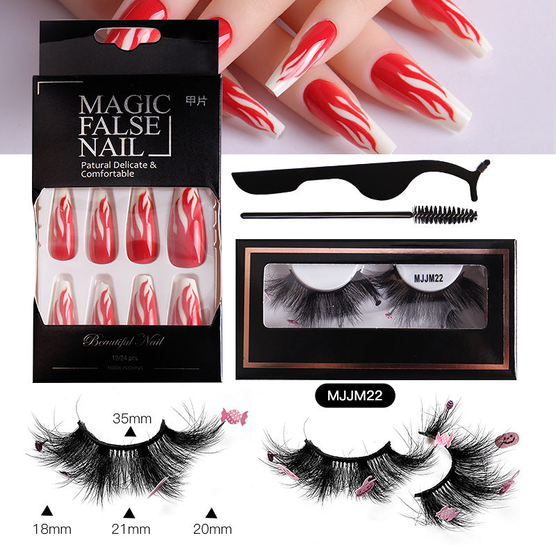 Halloween False Eyelashes & Nail Art Set | Dramatic Look