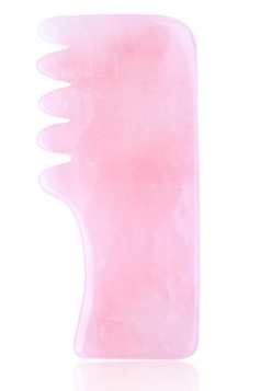Natural Jade Massager Comb & Rose Quartz Gua Sha Set