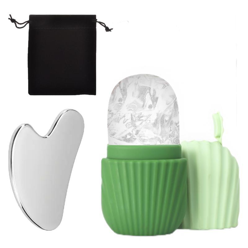 Ice Roller & Gua Sha Set for Face Depuffing & Pain Relief