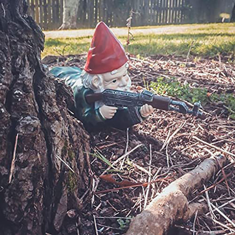 Army Gnome Garden Statue Set – Playful Outdoor Decor