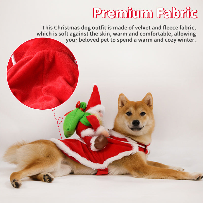 Christmas Dog Costume Santa Rider Holiday Pet Outfit