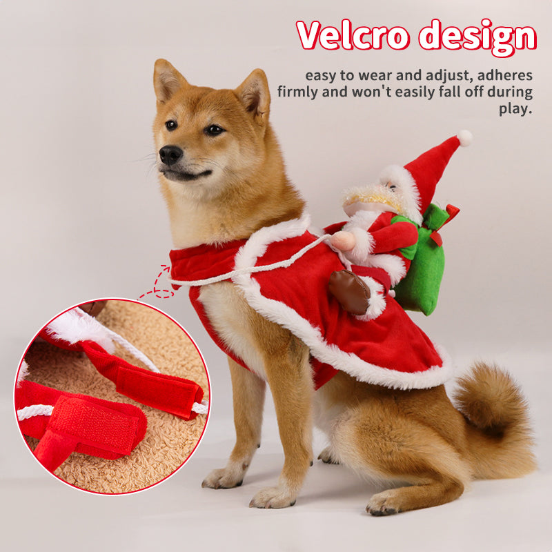 Christmas Dog Costume Santa Rider Holiday Pet Outfit