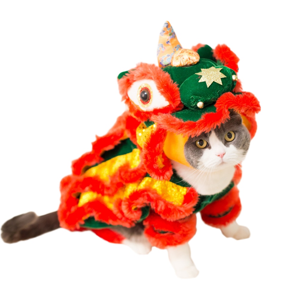 Chinese Lion Dance Pet Costume for Festive Photos