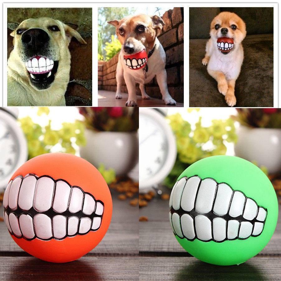 Squeaky Teeth Ball Dog Toy for Puppy Fetch and Chew