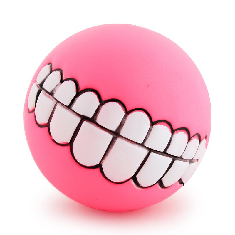 Squeaky Teeth Ball Dog Toy for Puppy Fetch and Chew