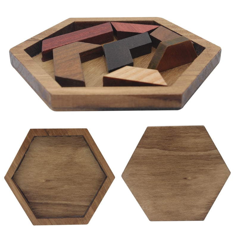 Geometric Wooden Puzzle Board for Screen-Free Play