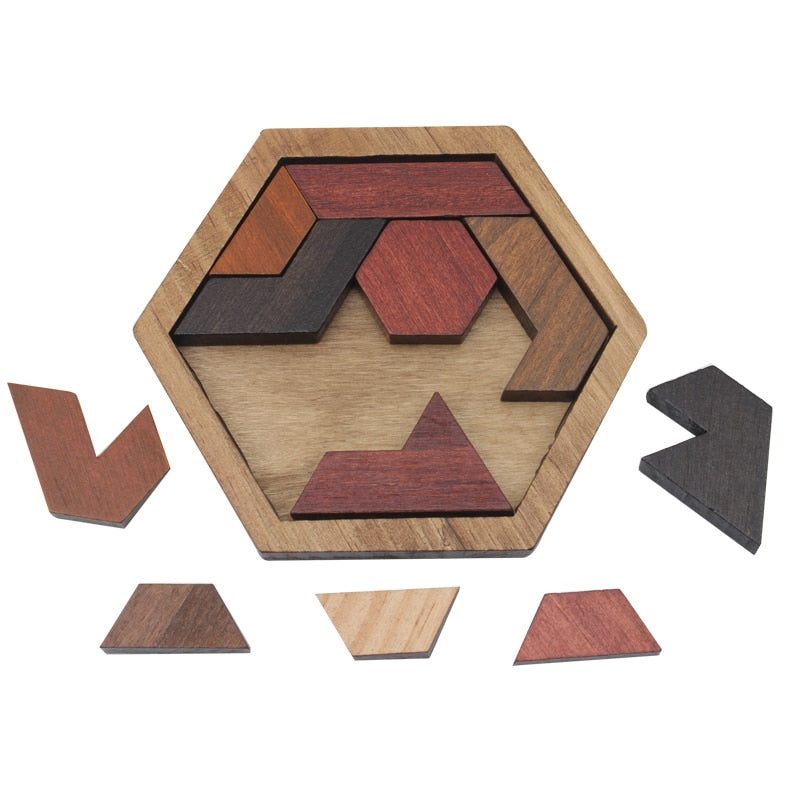 Geometric Wooden Puzzle Board for Screen-Free Play
