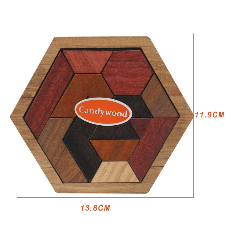 Geometric Wooden Puzzle Board for Screen-Free Play