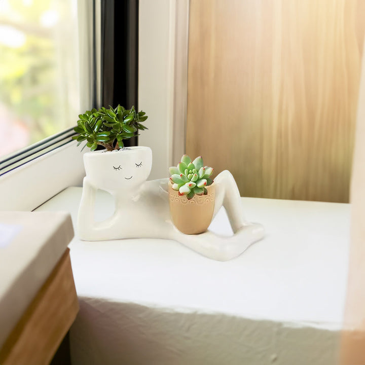 Funny Resin Succulent Planter: Playful Dual-Pot Decor