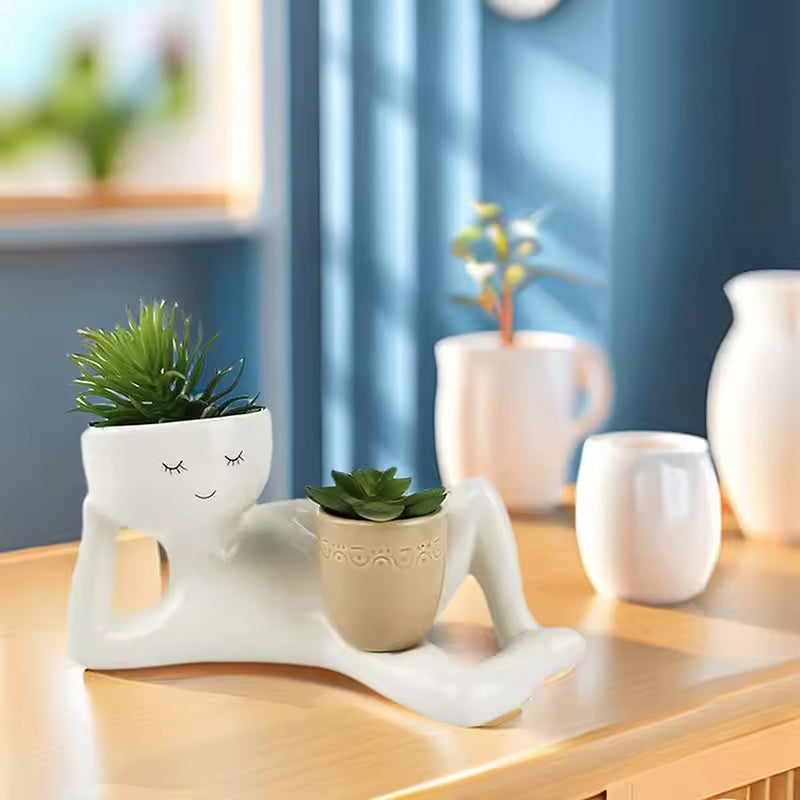 Funny Resin Succulent Planter: Playful Dual-Pot Decor