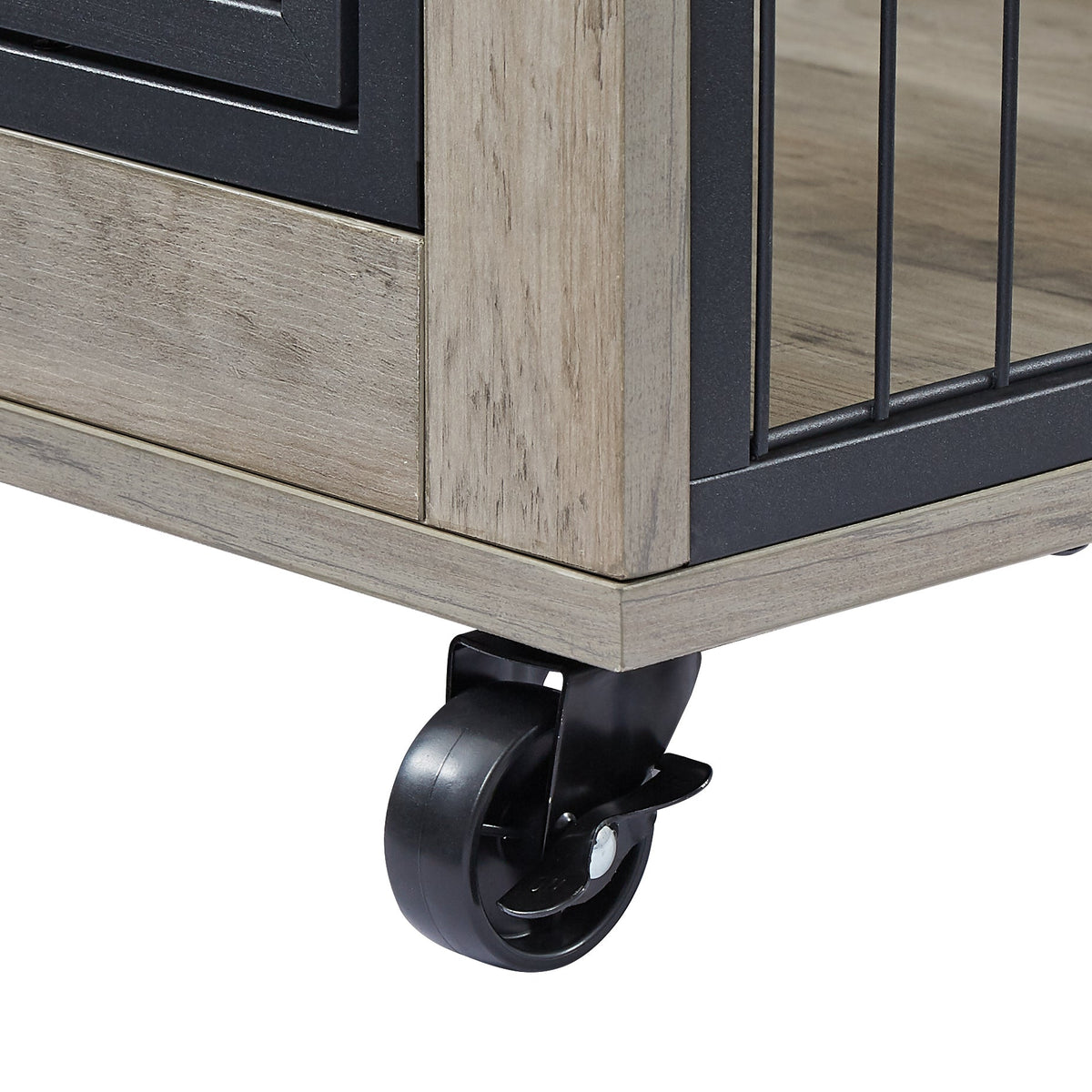 Furniture Style Dog Crate Side Table With Wheels