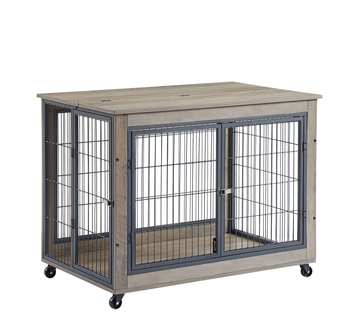 Furniture Style Dog Crate Side Table With Wheels