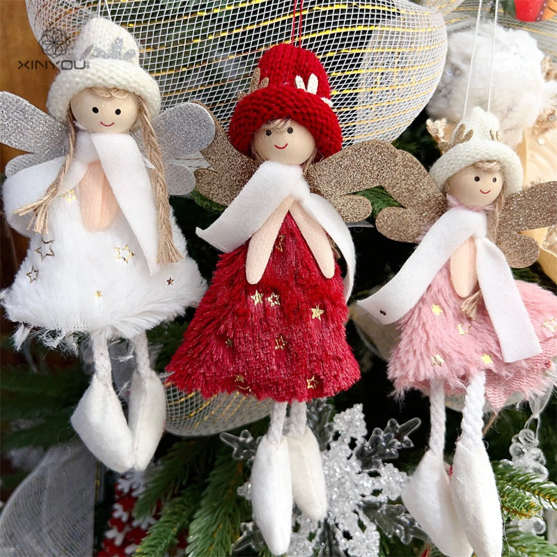 Fuzzy Angel Ornament - Cute Plush Christmas Tree Doll