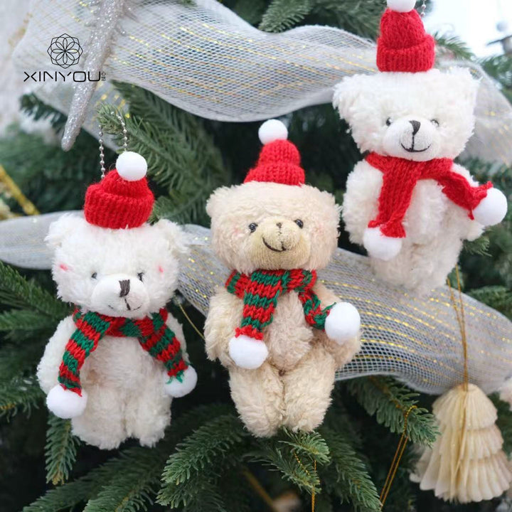 Fuzzy Bear Christmas Ornament for Festive Tree Charm