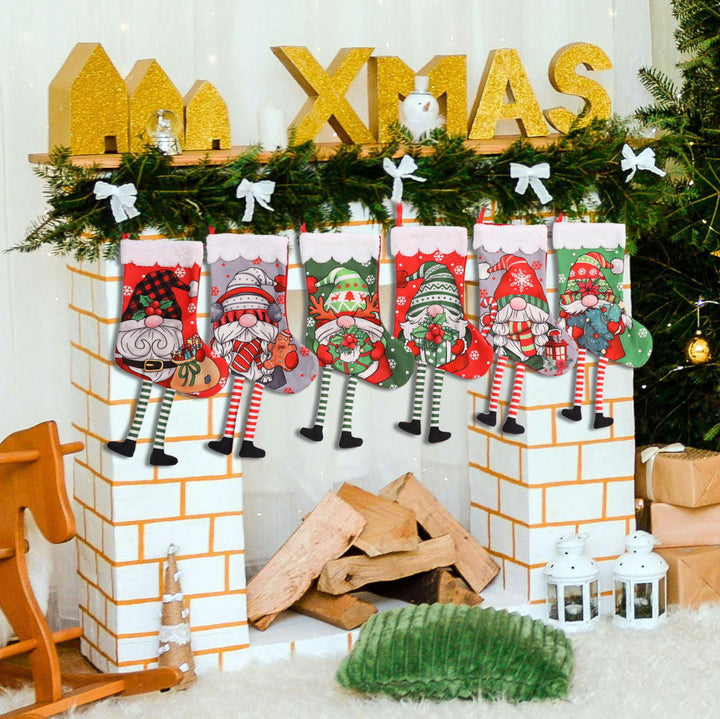 Fuzzy Christmas Stockings for Playful Mantel Decor