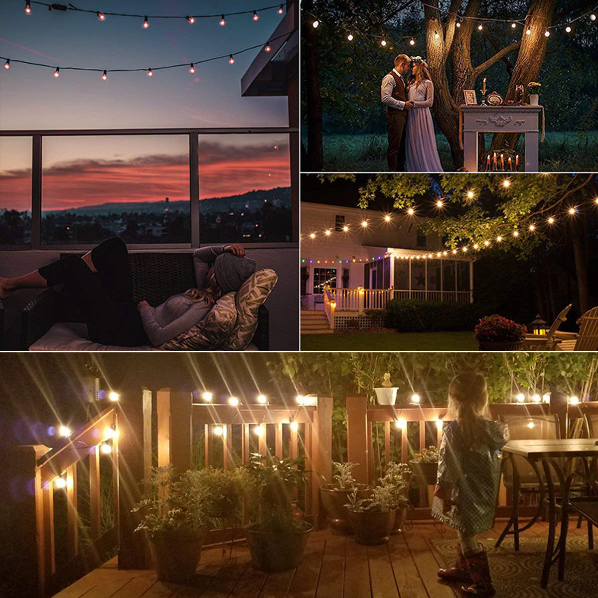 Outdoor G40 String Lights: Waterproof Warm Tungsten Glow
