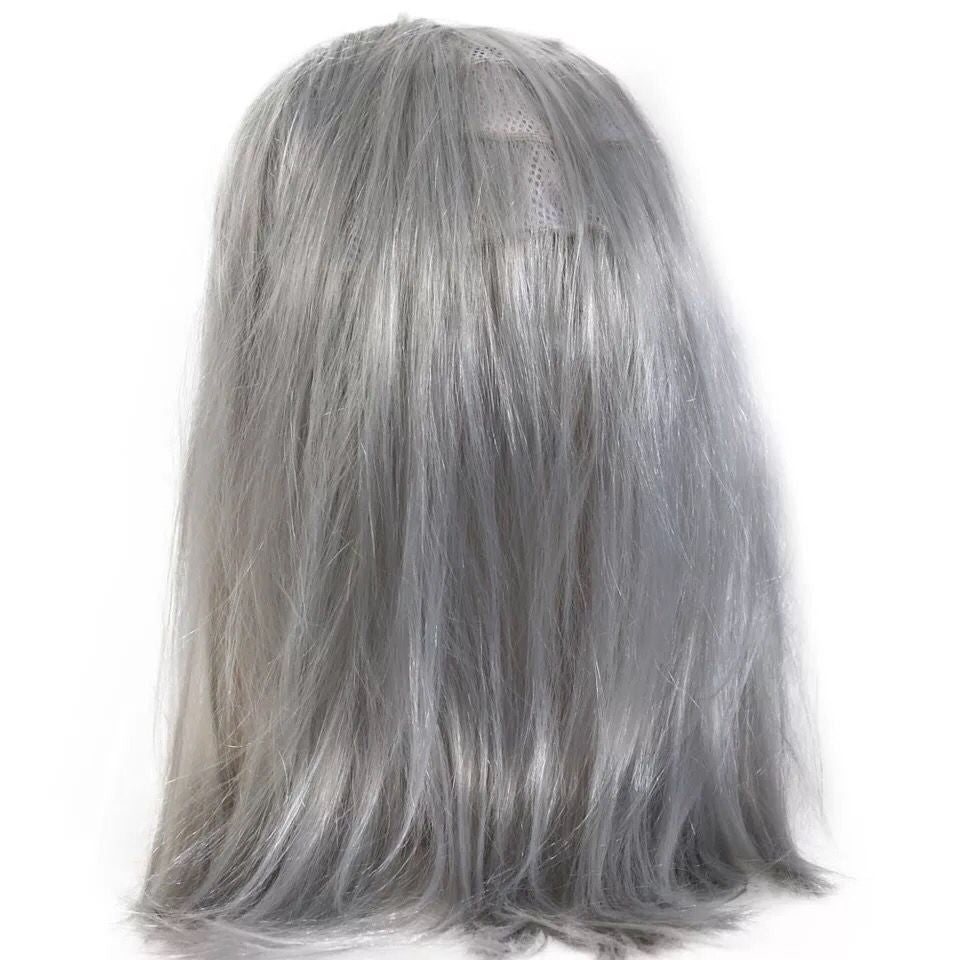 White Walker Cosplay Mask With Long Attached Gray Wig