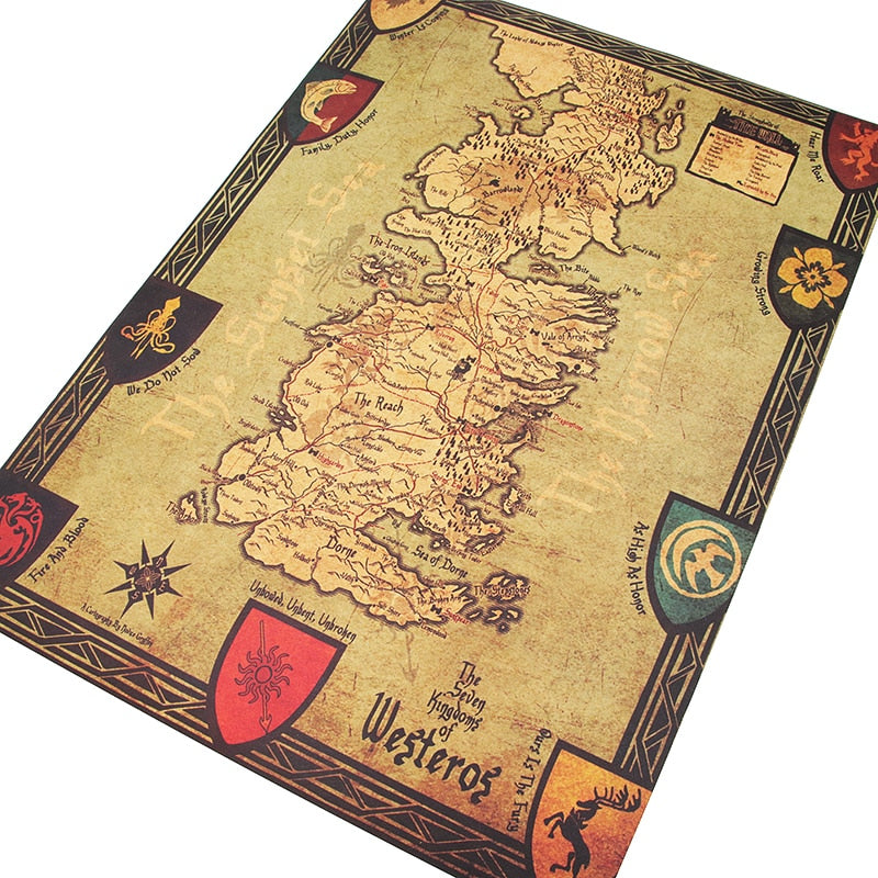 Westeros Map Poster - Vintage Fantasy Wall Art Decor
