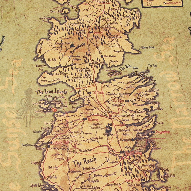 Westeros Map Poster - Vintage Fantasy Wall Art Decor