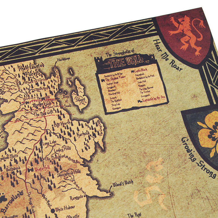 Westeros Map Poster - Vintage Fantasy Wall Art Decor